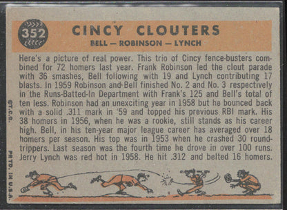 1960 Topps #352 Cincy Clouters (Gus Bell / Frank Robinson / Jerry Lynch) CPC