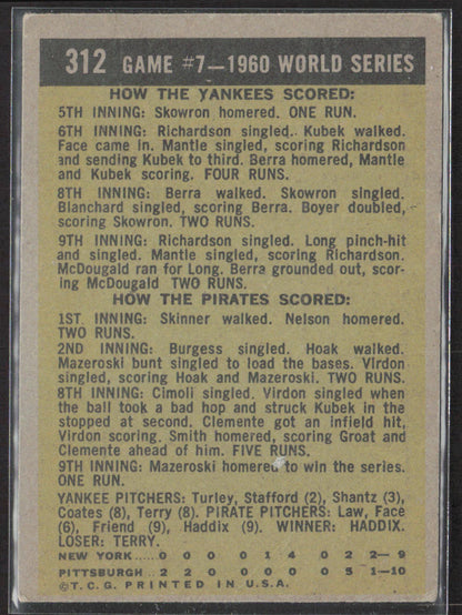 1961 Topps #312 1960 World Series Game #7 - Mazeroski's Homer Wins It!