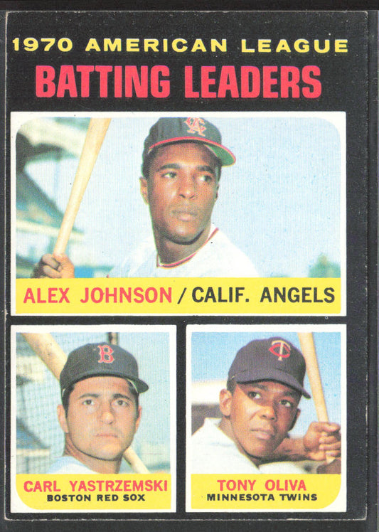 1971 Topps #61 1970 American League Batting Leaders (Johnson/Yastrzemski/Oliva)