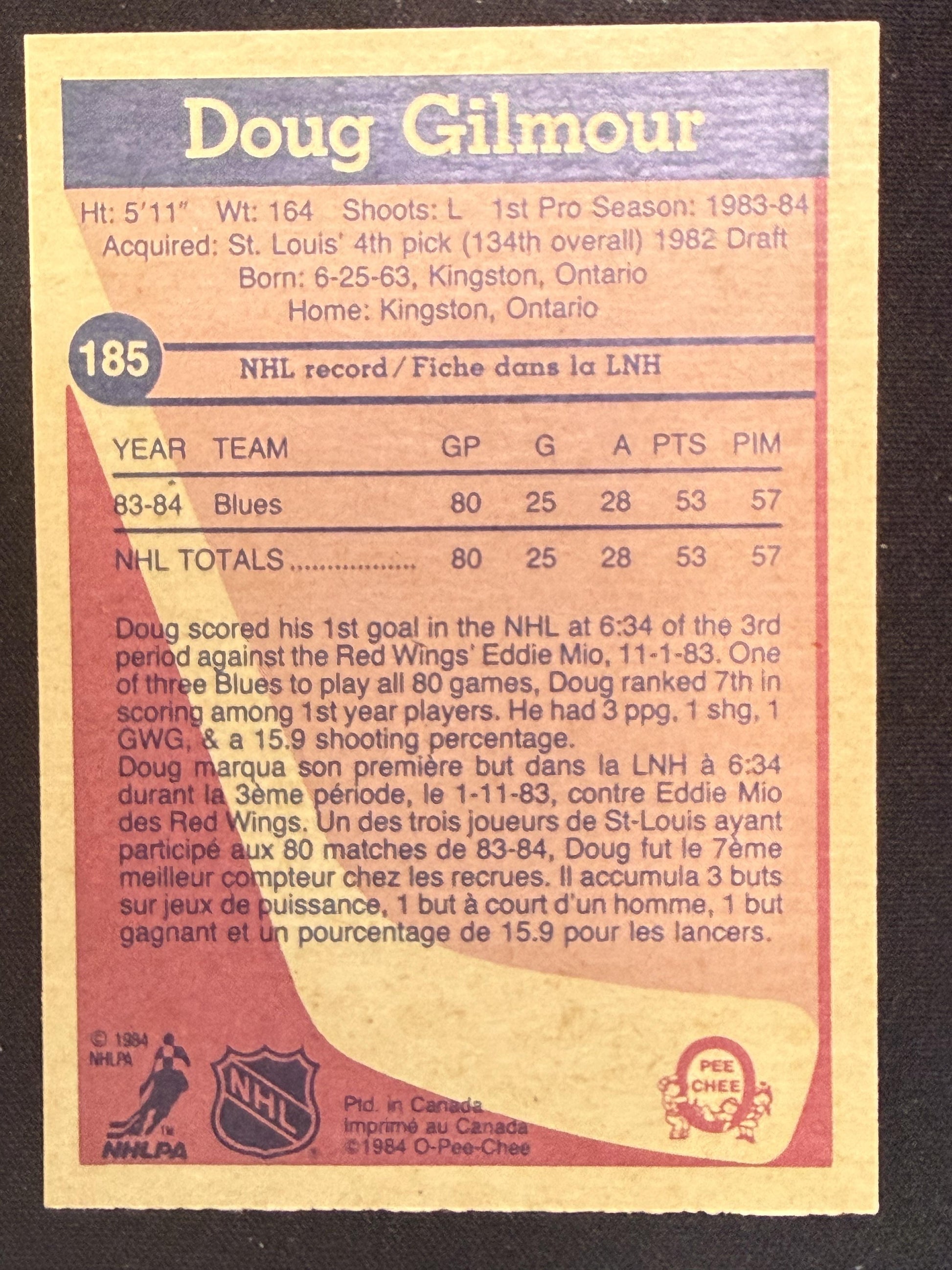 1984-85 O-Pee-Chee #185 Doug Gilmour