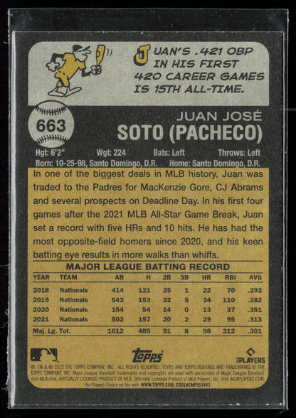 2022 Topps Heritage #663 Juan Soto