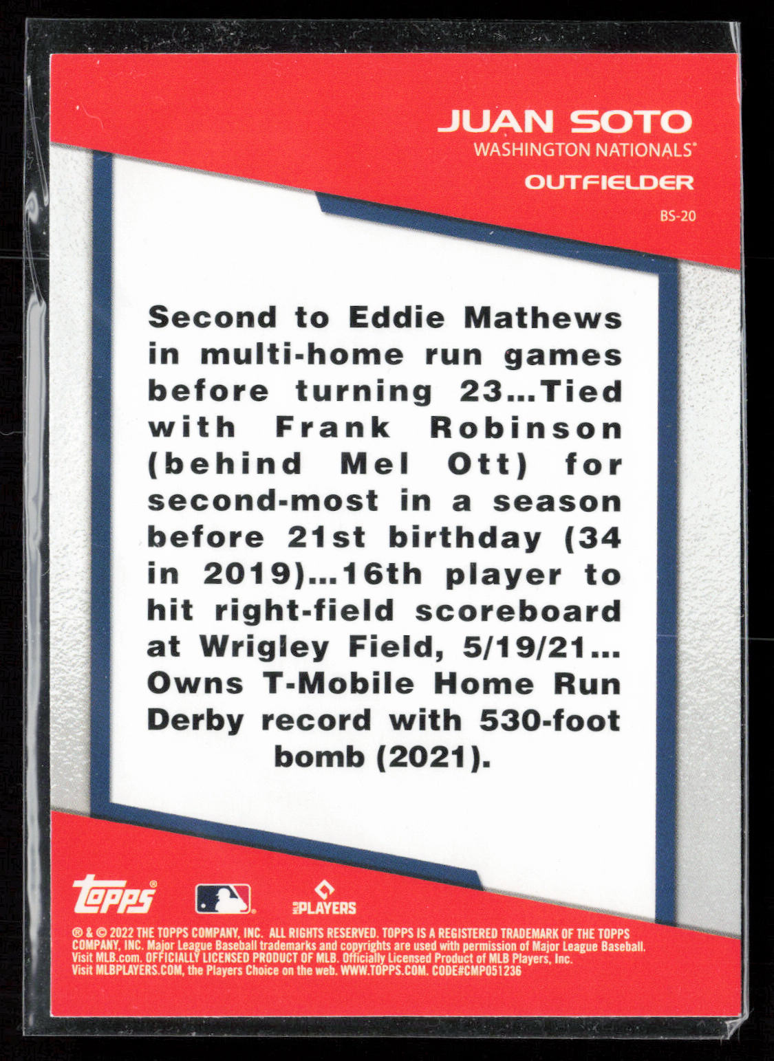 2022 Topps Opening Day #BS-20 Juan Soto Bomb Squad