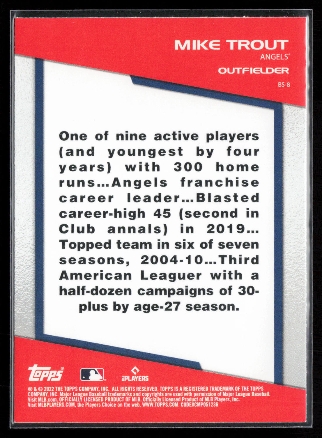 2022 Topps Opening Day #BS-8 Mike Trout Bomb Squad