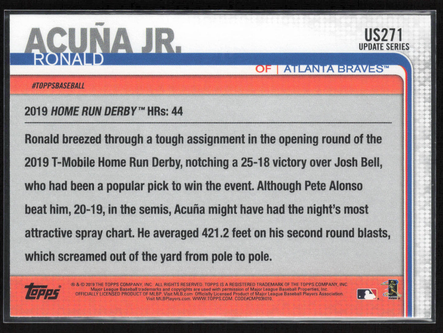 2019 Topps Update #US271 Ronald Acuña Jr.
