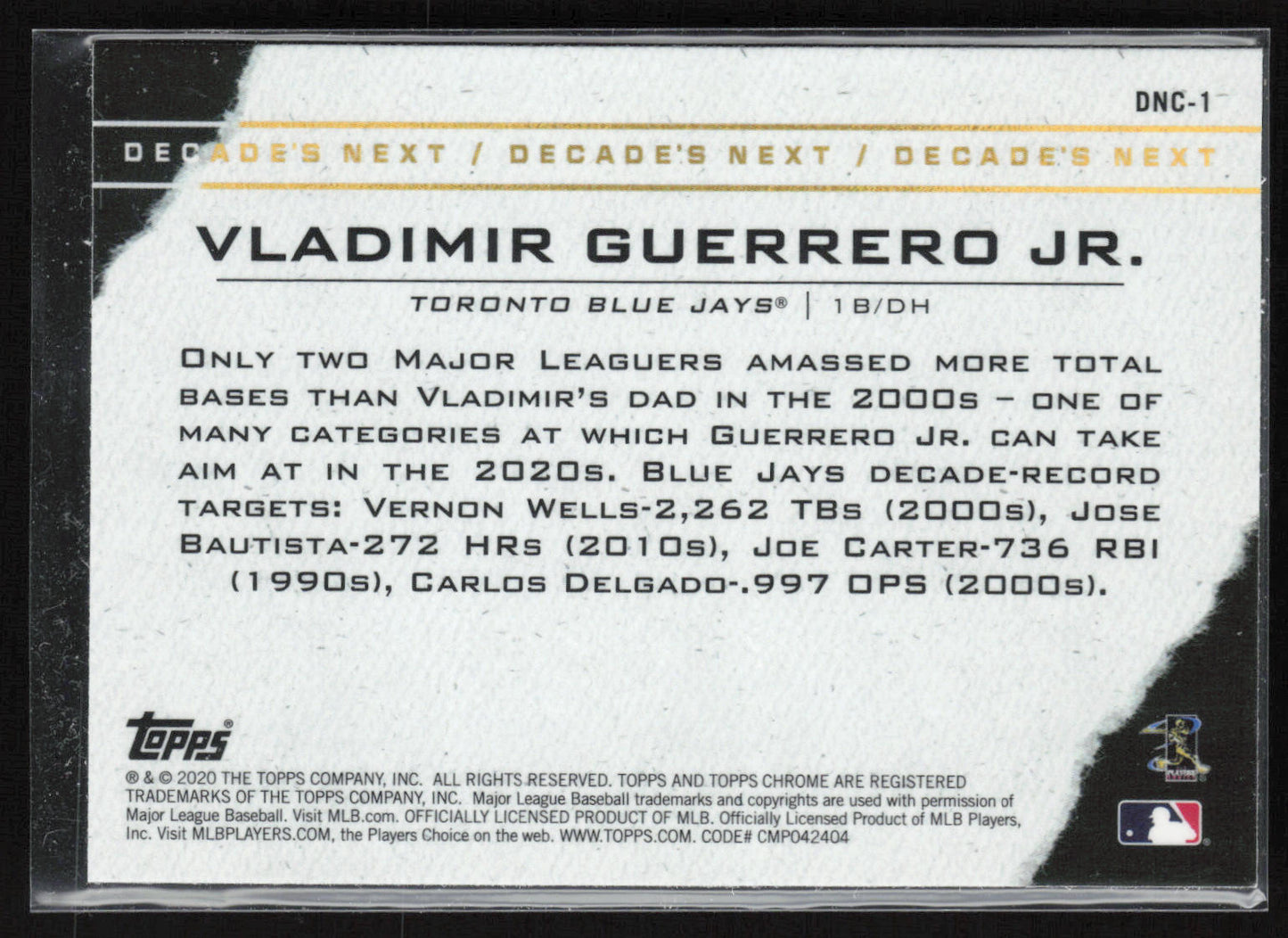 2020 Topps Chrome Update #DNC-1 Vladimir Guerrero Jr. Decade's Next