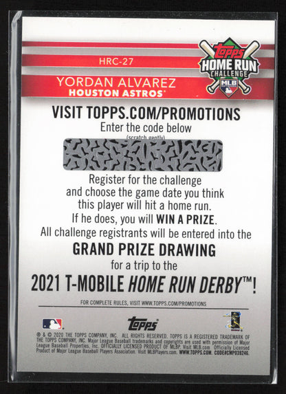 2020 Topps #HRC-27 Yordan Alvarez Home Run Challenge (Series Two)