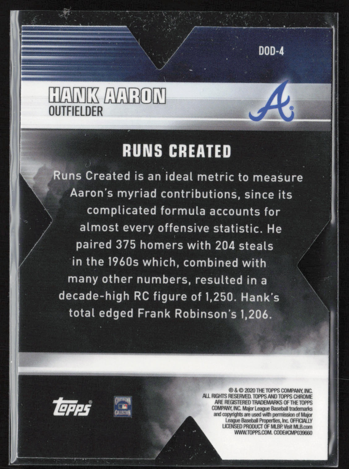 2020 Topps Chrome #DOD-4 Hank Aaron Decade of Dominance Die Cut