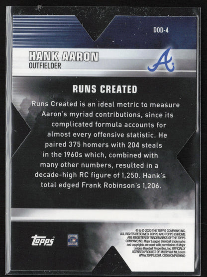 2020 Topps Chrome #DOD-4 Hank Aaron Decade of Dominance Die Cut