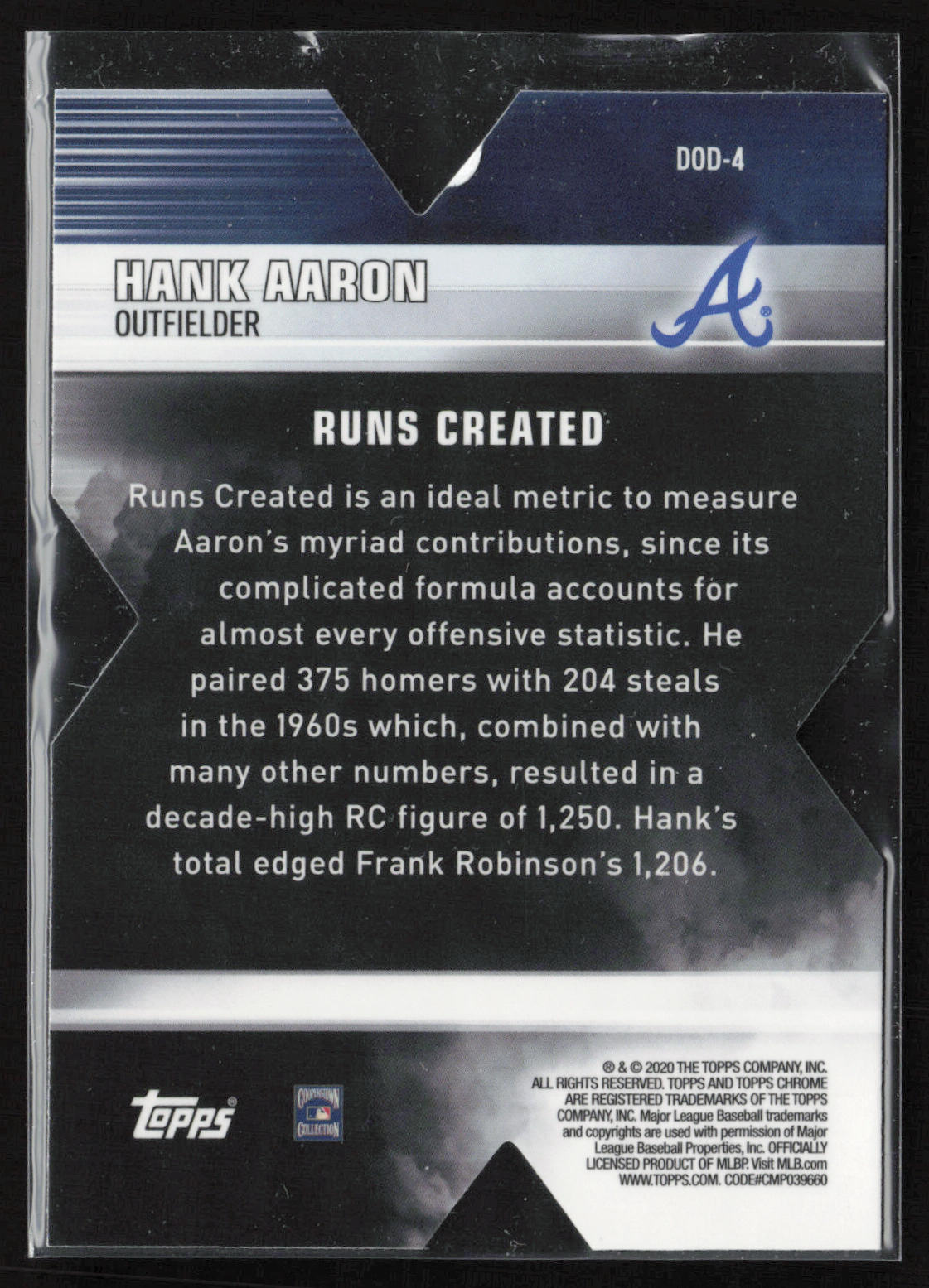 2020 Topps Chrome #DOD-4 Hank Aaron Decade of Dominance Die Cut