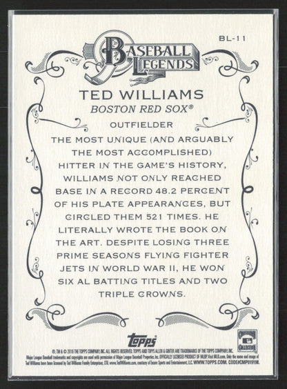 2016 Topps Allen & Ginter #BL-11 Ted Williams Baseball Legends