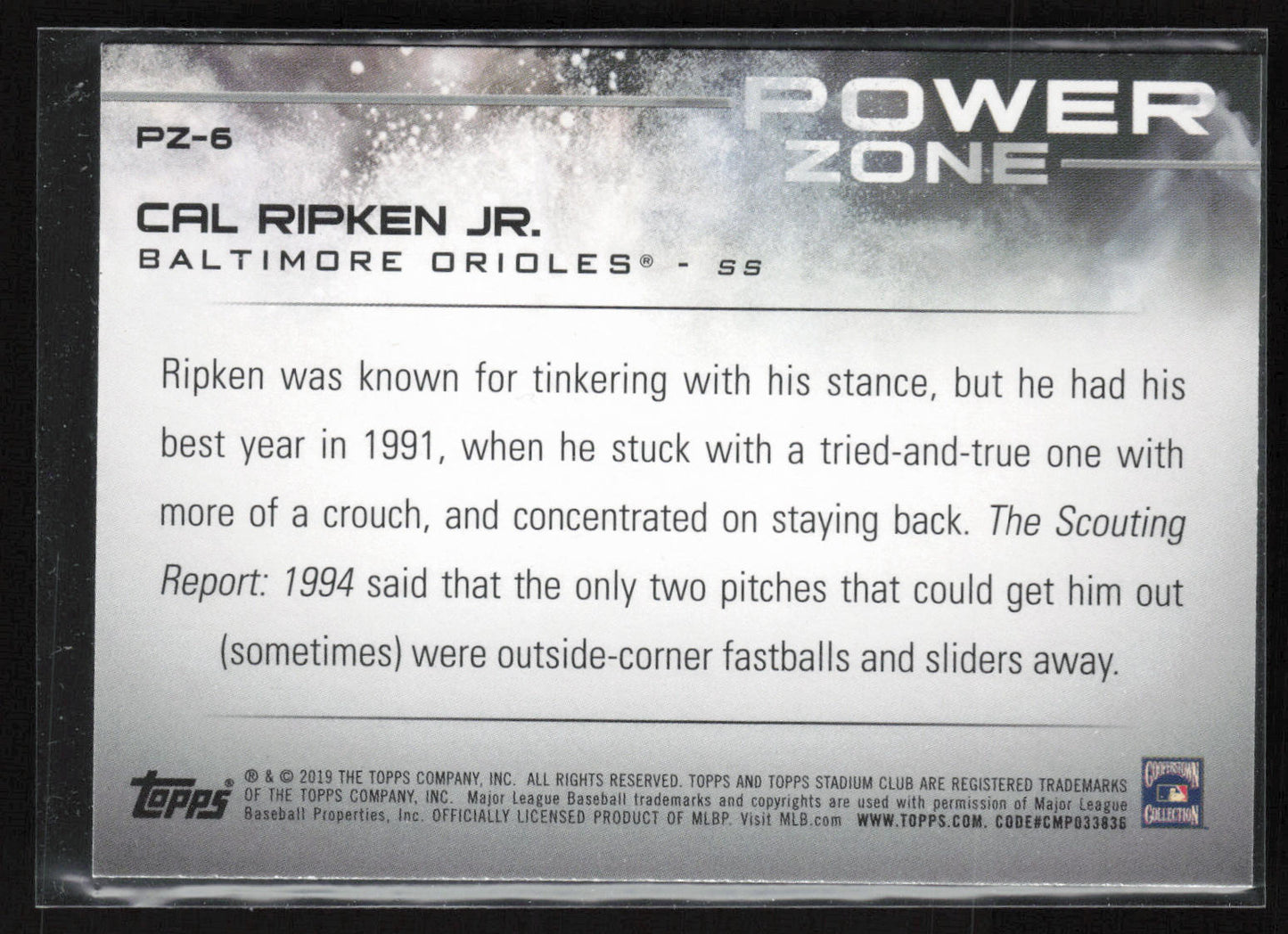 2019 Stadium Club #PZ-6 Cal Ripken Jr. Power Zone